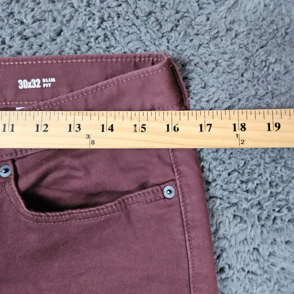 Banana Republic Travel Jean Mens 30x32 Slim Fit Burgundy Maroon Cotton Pants‎